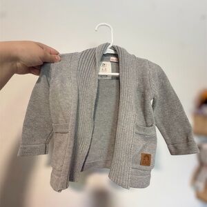 Rags Baby Gender Neutral Gray Knit Open Front Cardigan 6-9 Months